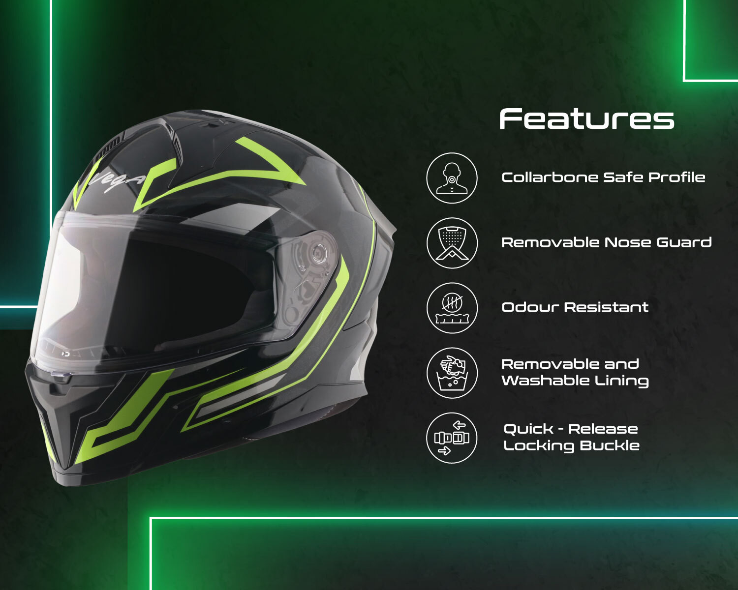 Image of VEGA Sonic Shadow Motorbike Helmet