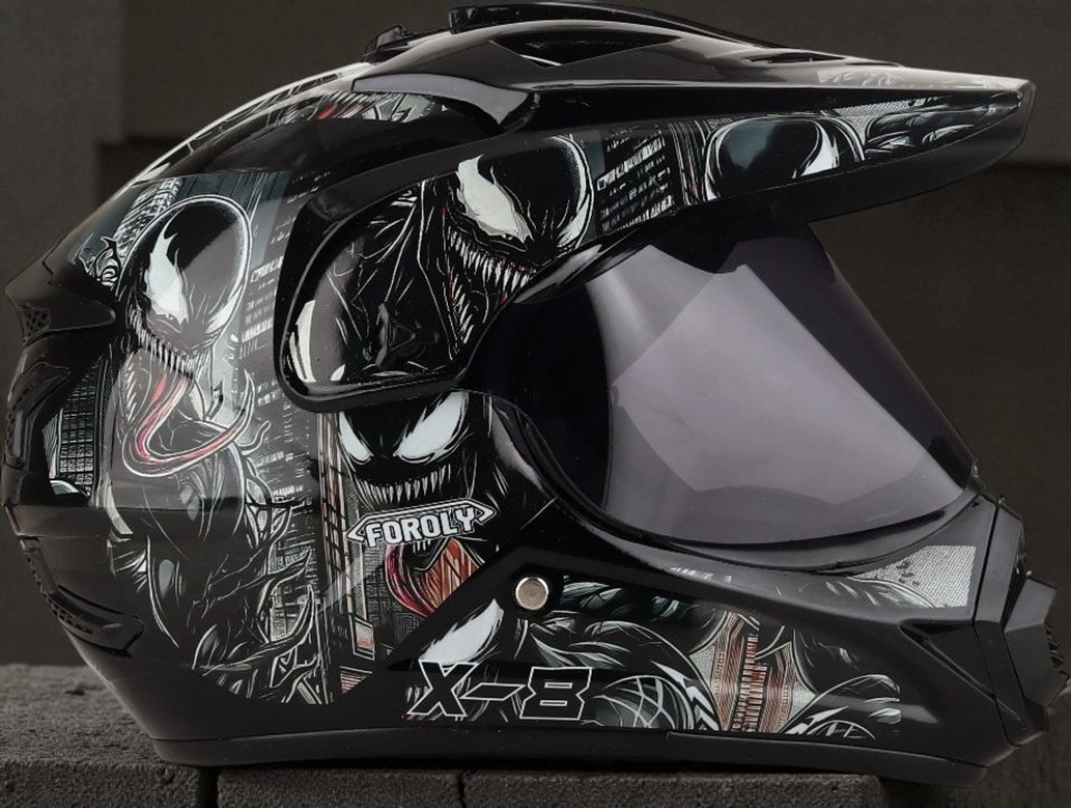 Image of ARCDURA X-8 Venom Motocross Scratch Resistant Visor JZ5 Motorbike Helmet (Black)