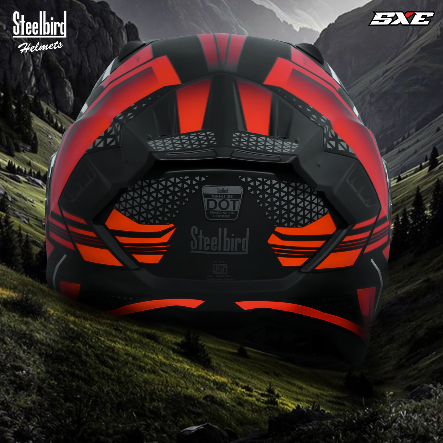 Image of Steelbird SBH-61 SXE X5 ISI and Dot Certified Full Face Graphic Helmet for Men Motorbike Helmet