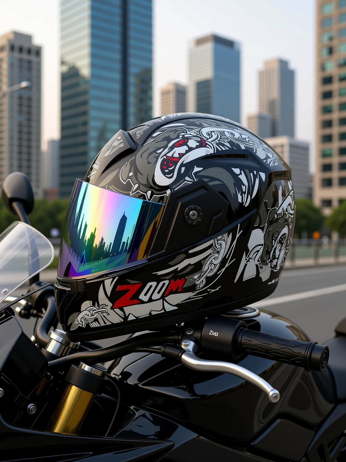 Image of YOURCITYSELLER super sliver rambo glass Motorbike Helmet