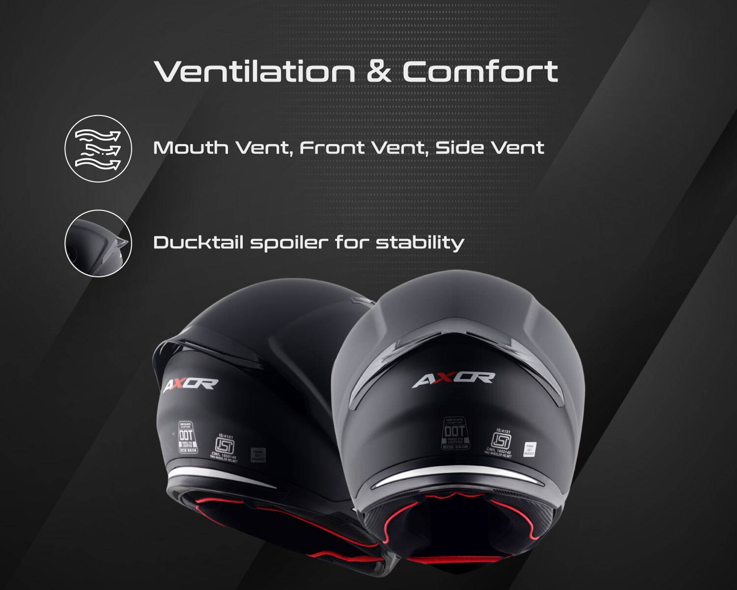 Axor Hunter Solid Motorbike Helmet Black - Image 3