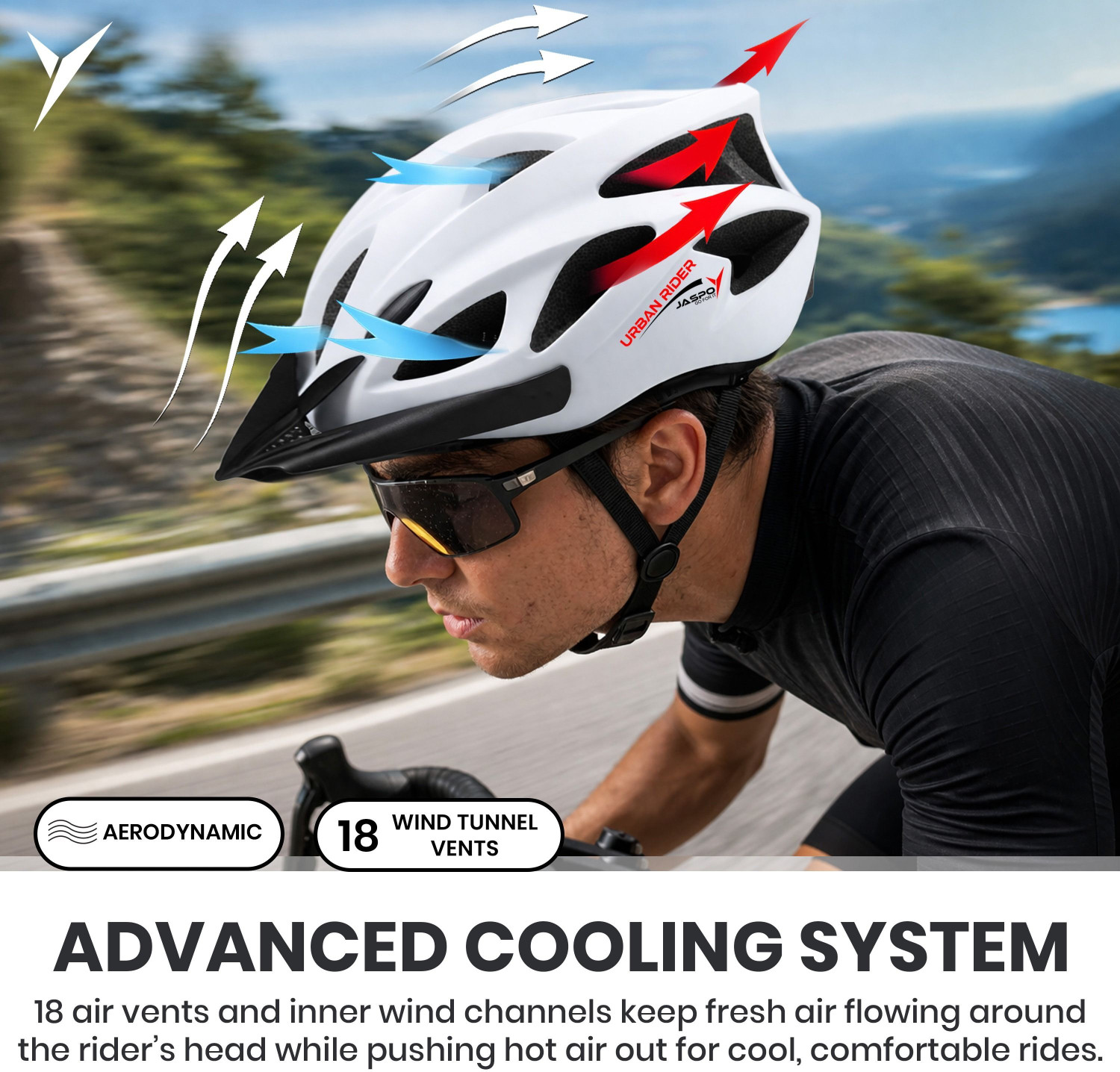 Image of Jaspo Urban Rider Cycling Helmet for Men&Women |Adjustable Dial & Chin Strap(53-58cm) Cycling Helmet