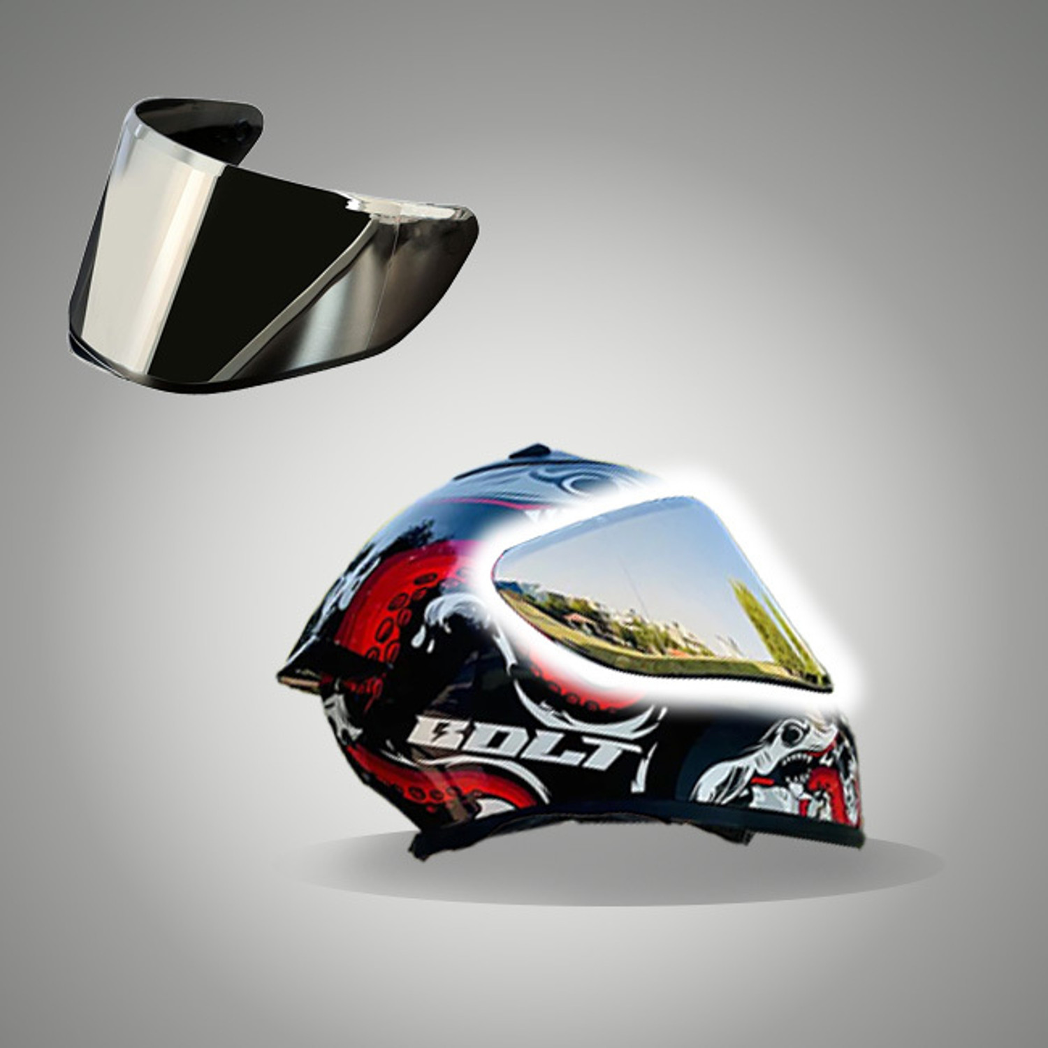 Image of VEGA Mercury visor for Bolt and Bolt Decor /Graphics Mercury Visor for all bolt models Motorbike Helmet