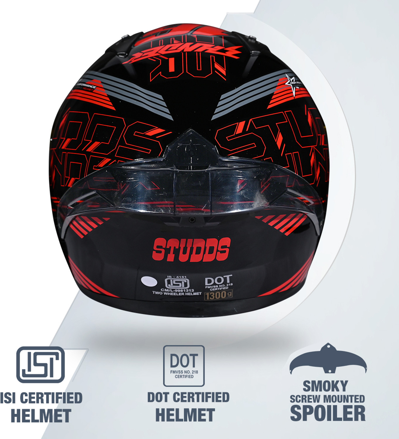 Image of STUDDS Thunder D11 ISI Certified Full Face Graphic with Clear Visor Motorbike Helmet