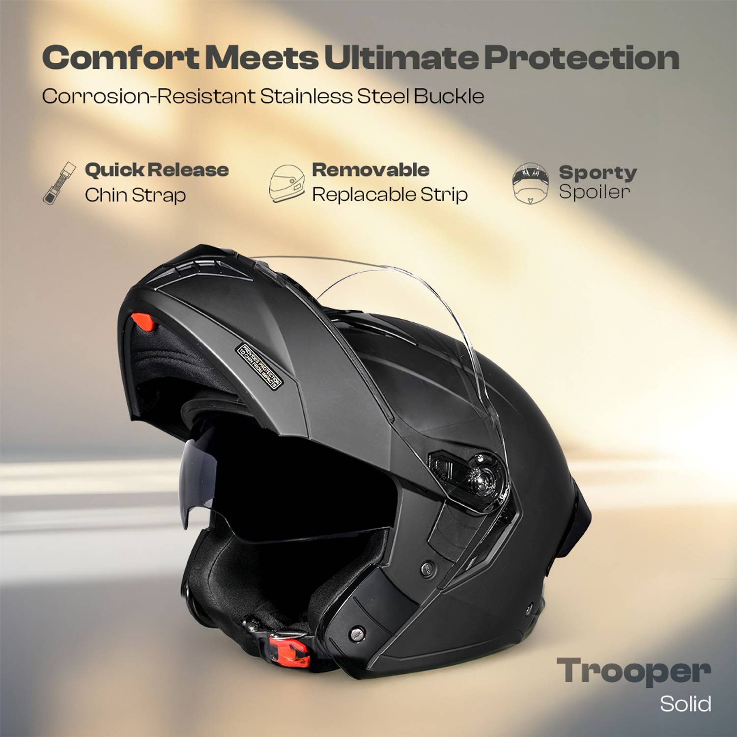 STUDDS Trooper Flip-up Full Face Helmet - Image 5
