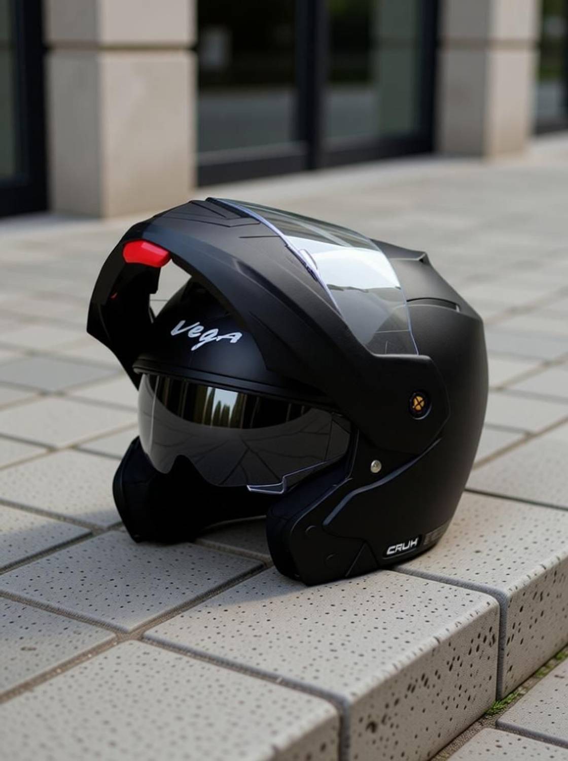 VEGA Crux Dual Visor Motorbike Helmet Black - Image 3