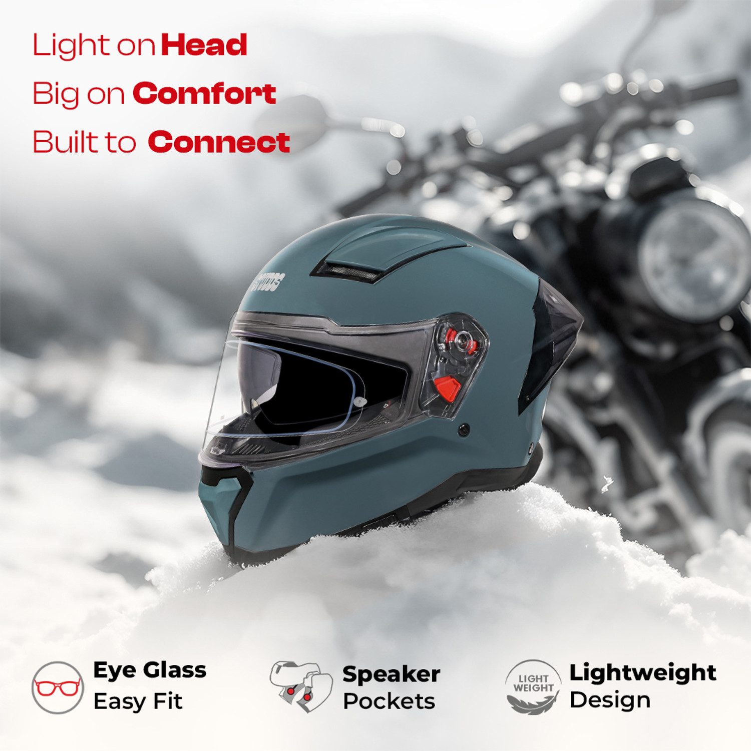 Image of STUDDS Helios Full Face ISI and DOT Certified Helmet with Antifog 100 Lens Motorbike Helmet