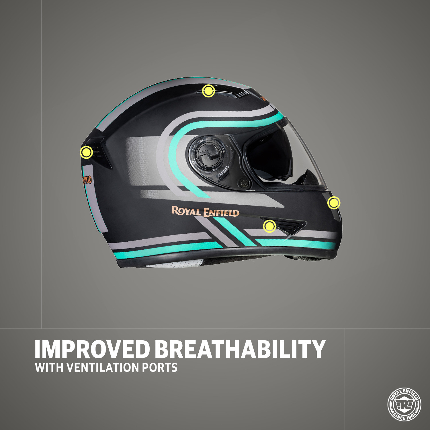 Image of ROYAL ENFIELD Stunner Graphics Helmet With Dual Visor ISI Certified Motorbike Helmet