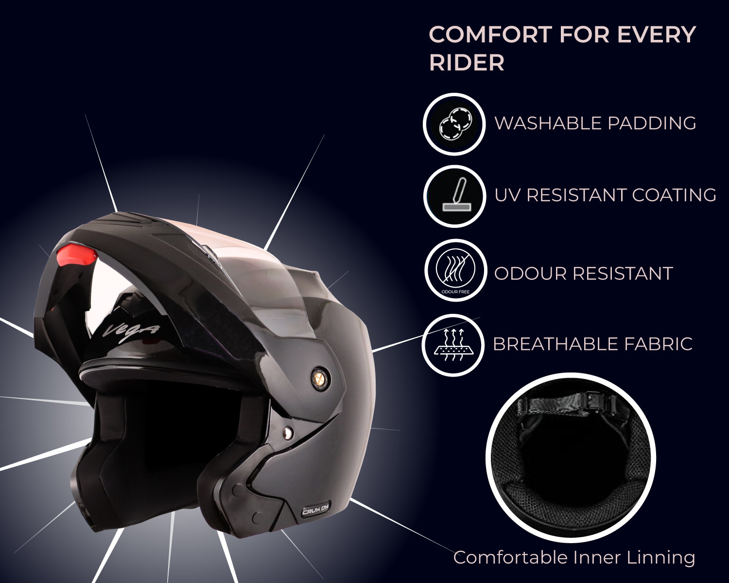 Image of VEGA Crux Dx Motorbike Helmet
