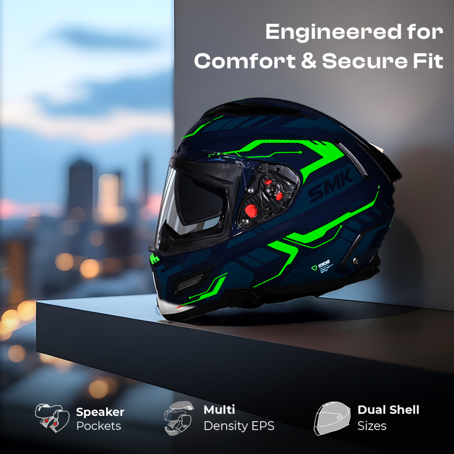 Image of SMK AGNAR TEKTRON ISI, DOT & ECE 06 Certified Helmet with Dual Visor Motorbike Helmet