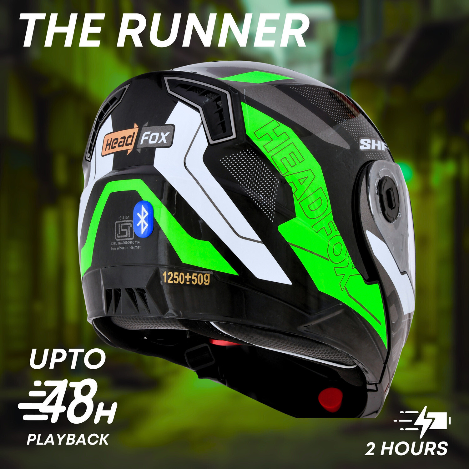 Image of HEADFOX N2 Gloss Air 7 Smart Bluetooth Helmet Calls, Music , GPS & Voice Asst. Road DV Motorsports Helmet