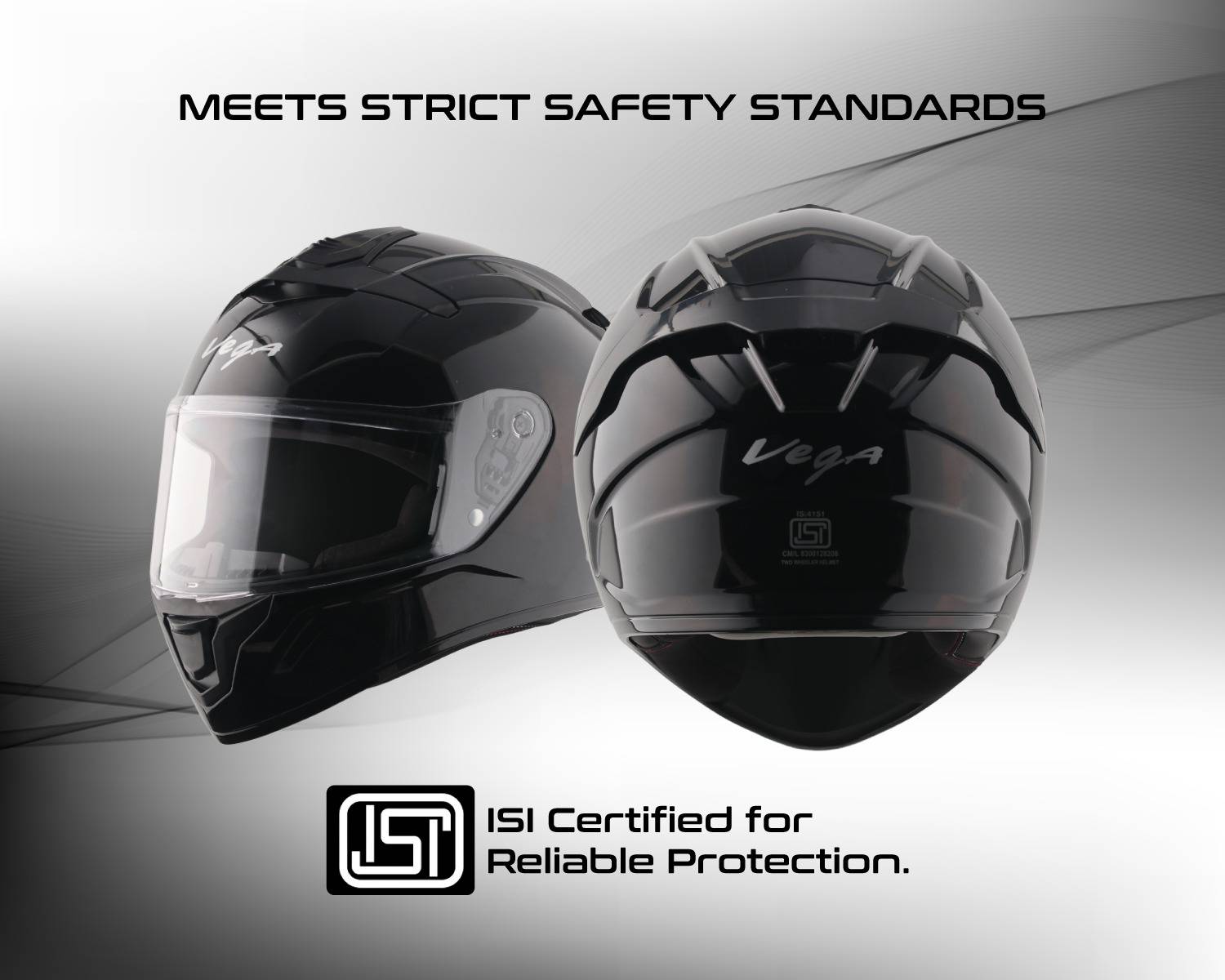 VEGA VF-10 Turbo Solid Motorbike Helmet Black - Image 5