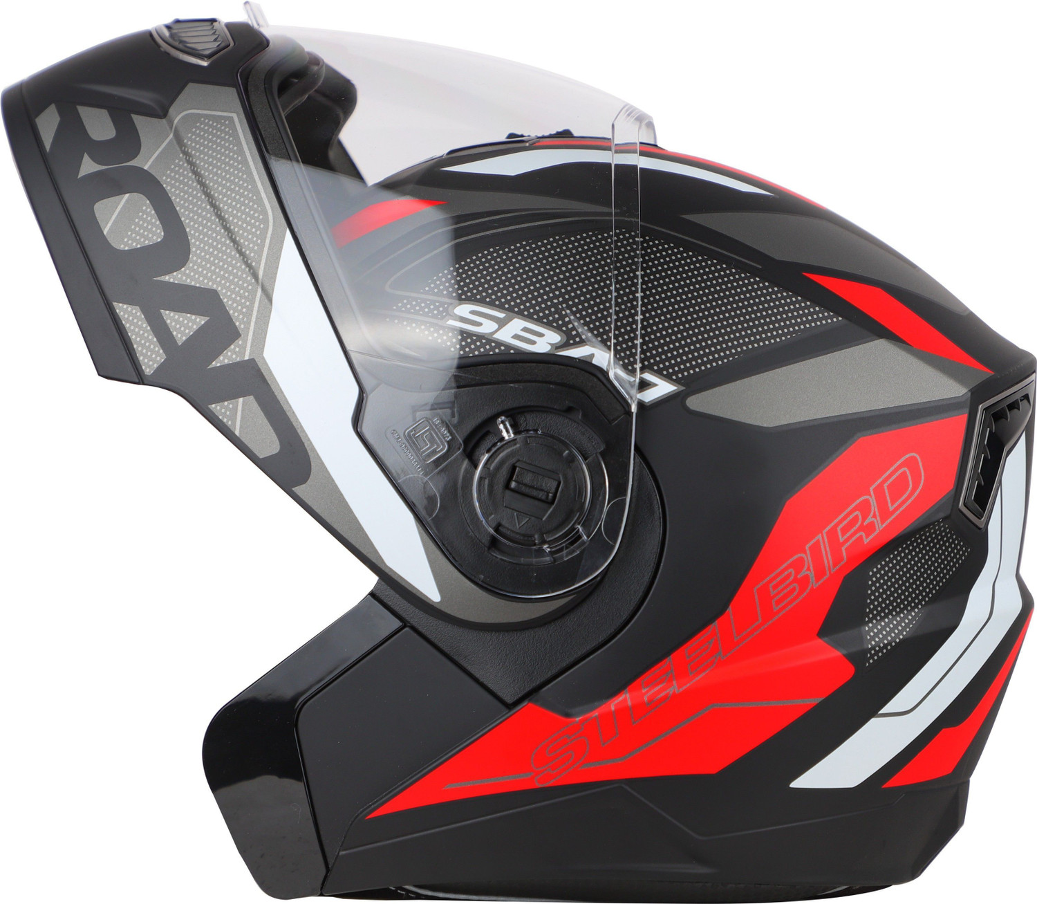 Image of Steelbird Air SBA-7 ROAD FLIP UP MATT BLACK RED LARGE SIZE 600MM Motorbike Helmet