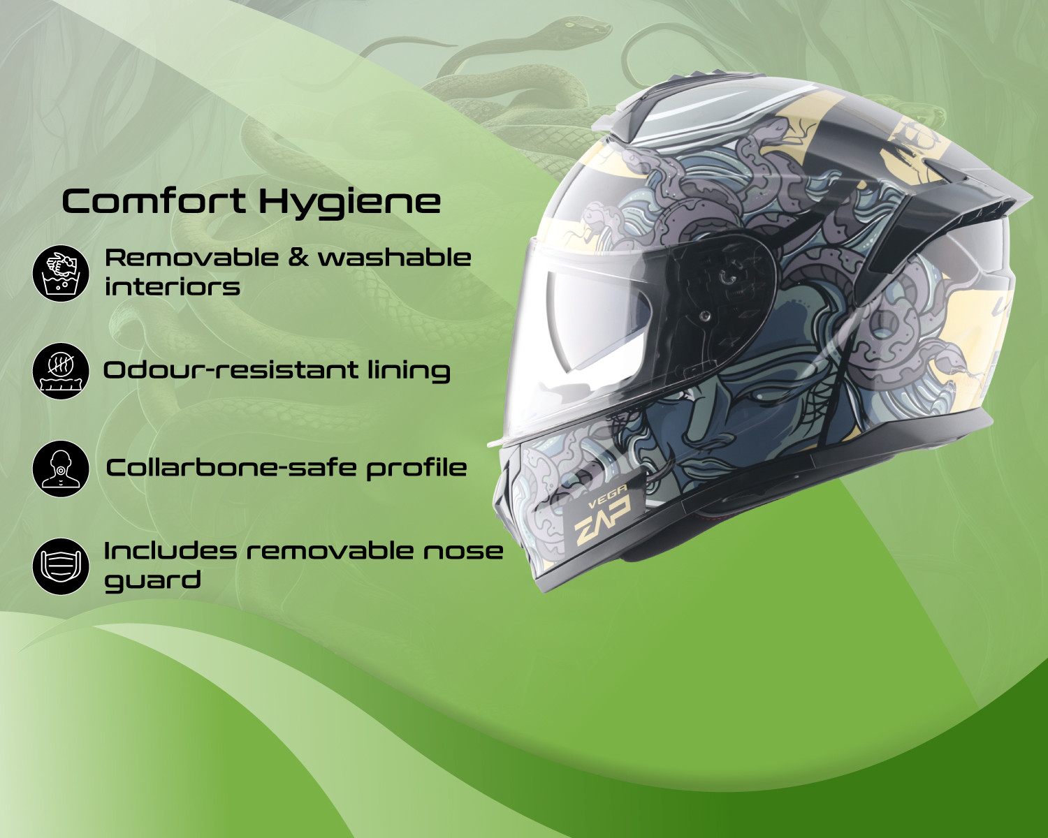 Image of VEGA Zap DV Medusa Motorbike Helmet