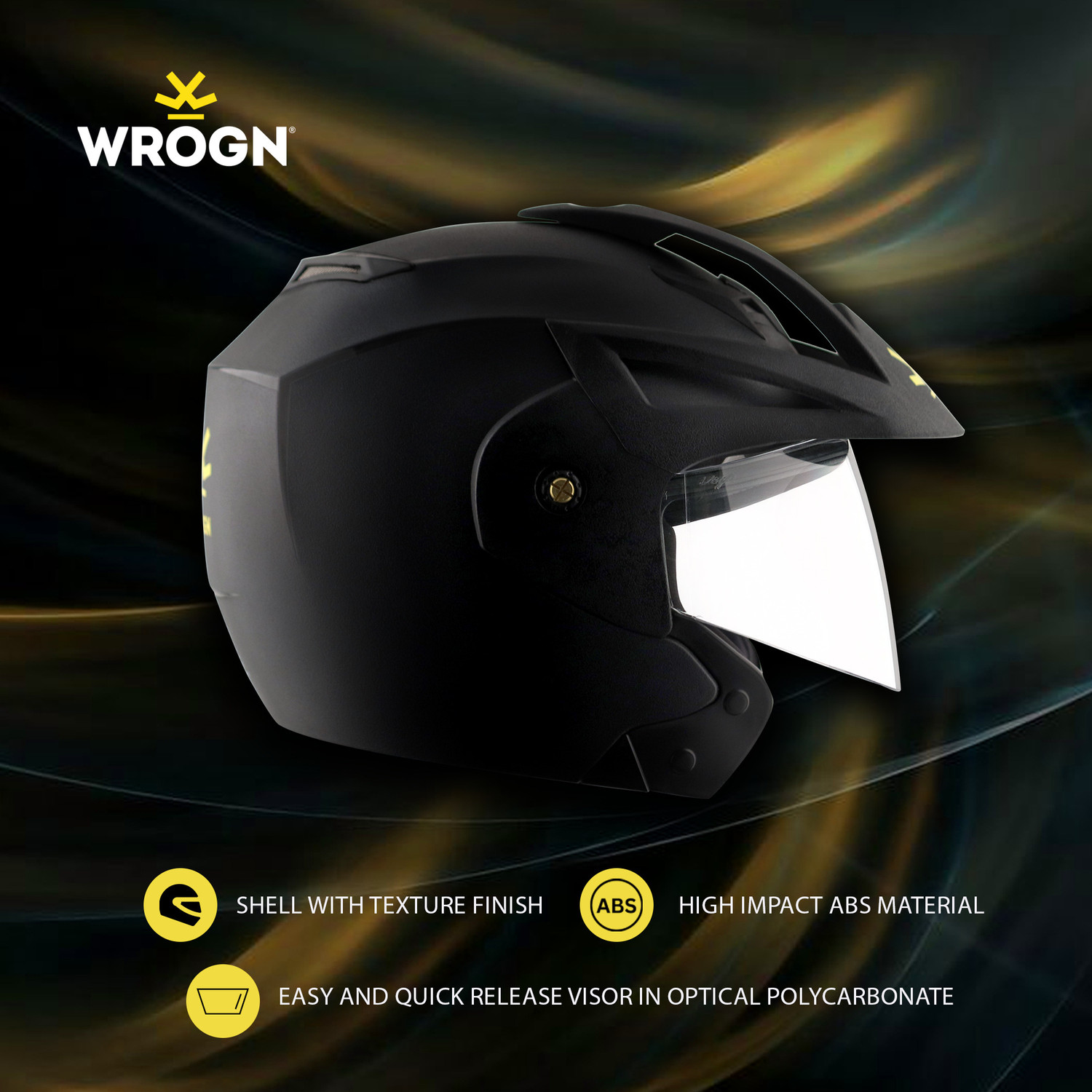 Image of WROGN Rogue Motorbike Helmet (Black Yellow)