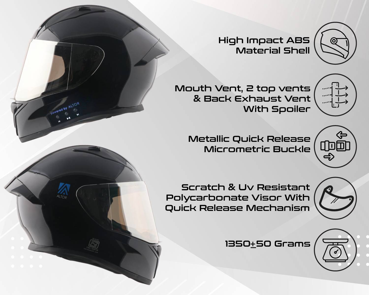 VEGA Bolt Bluetooth Helmet Motorbike Helmet - Image 3