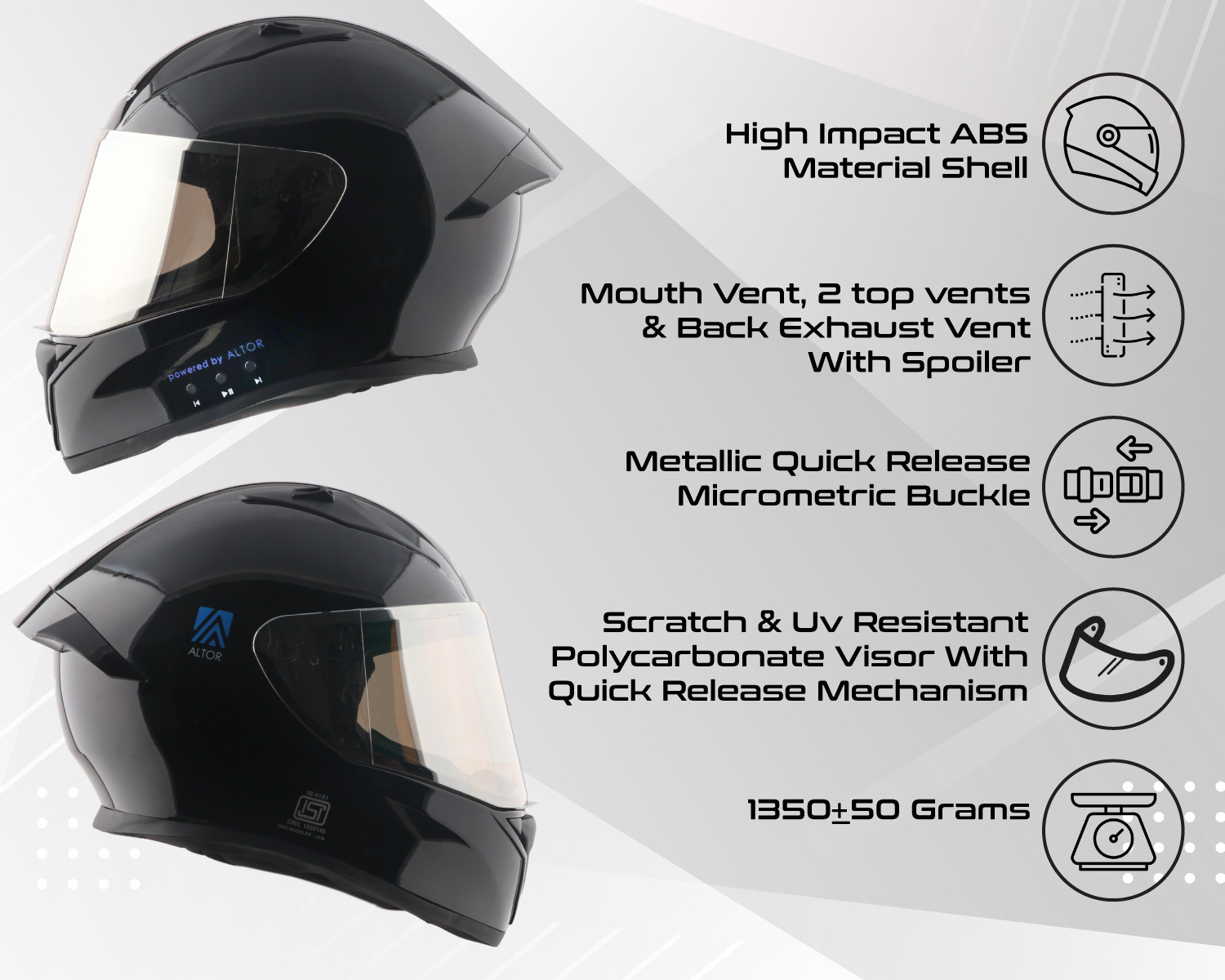 Image of VEGA Bolt Bluetooth Helmet Motorbike Helmet