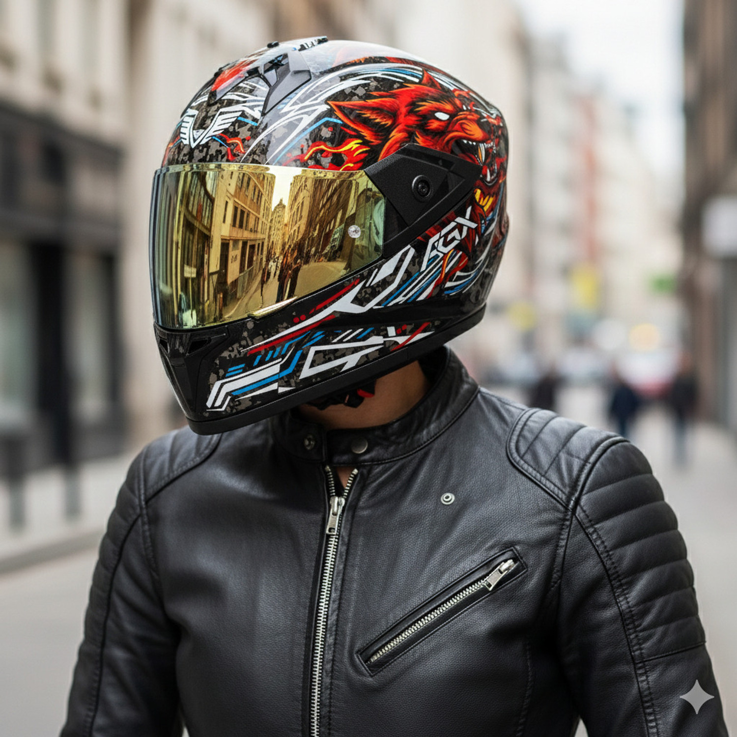 Image of Agx Fighter HD Graphics, ABS Material, Unisex with Unbreakable Visor Motorbike Helmet