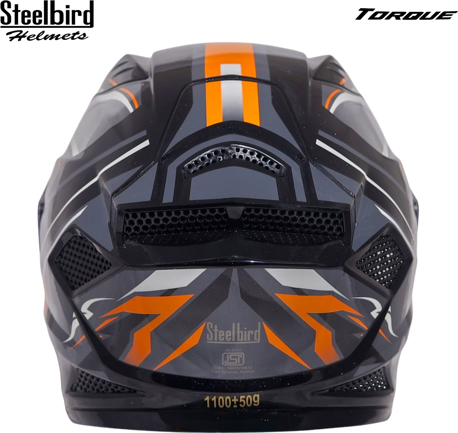 Image of Steelbird Air SBH-25 ISS Sharp Torque Glossy Black Orange Full Face ISI Certified Motorsports Helmet