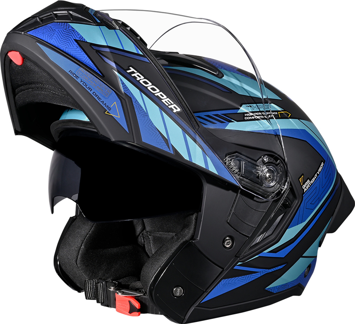 Image of STUDDS Trooper D4 Race ISI and DOT Certified Flip-Up Helmet with Spoiler Motorbike Helmet