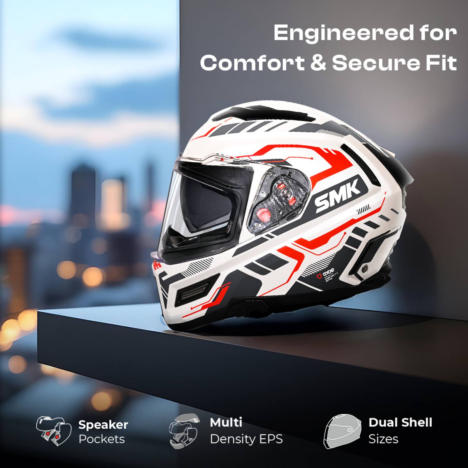 SMK AGNAR TEKTRON Dual Visor Motorbike Helmet - Image 2