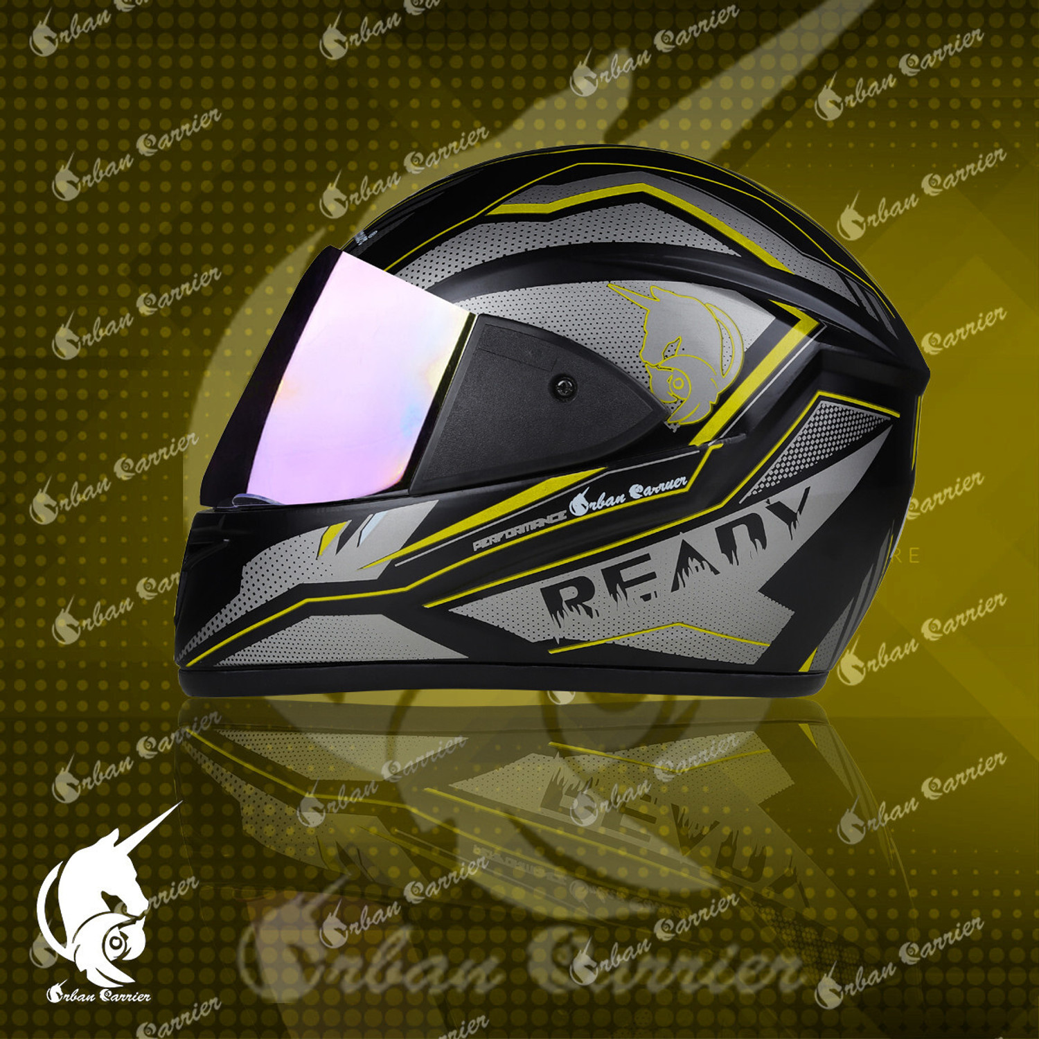 Image of urban carrier ISI Certified ABS Material Full Face Stylish Helmet with Rainbow Visor(K34) Motorbike Helmet