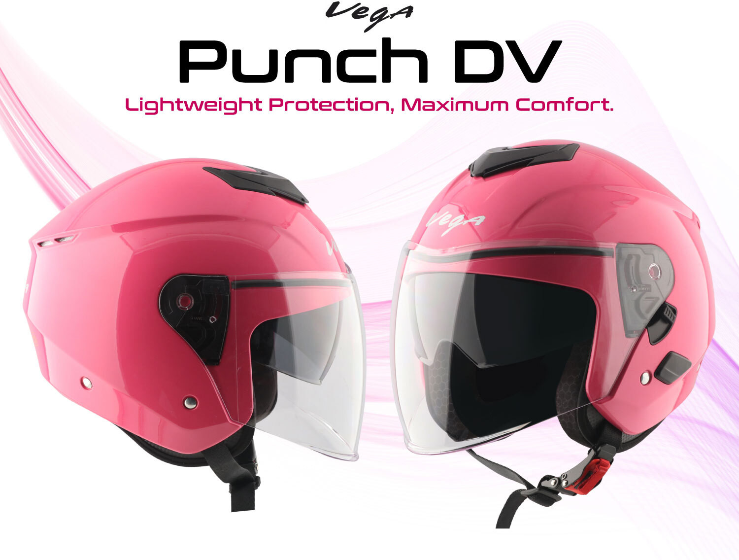 Image of VEGA VO-04 Punch DV Open Face Helmet-Pink-M Motorbike Helmet