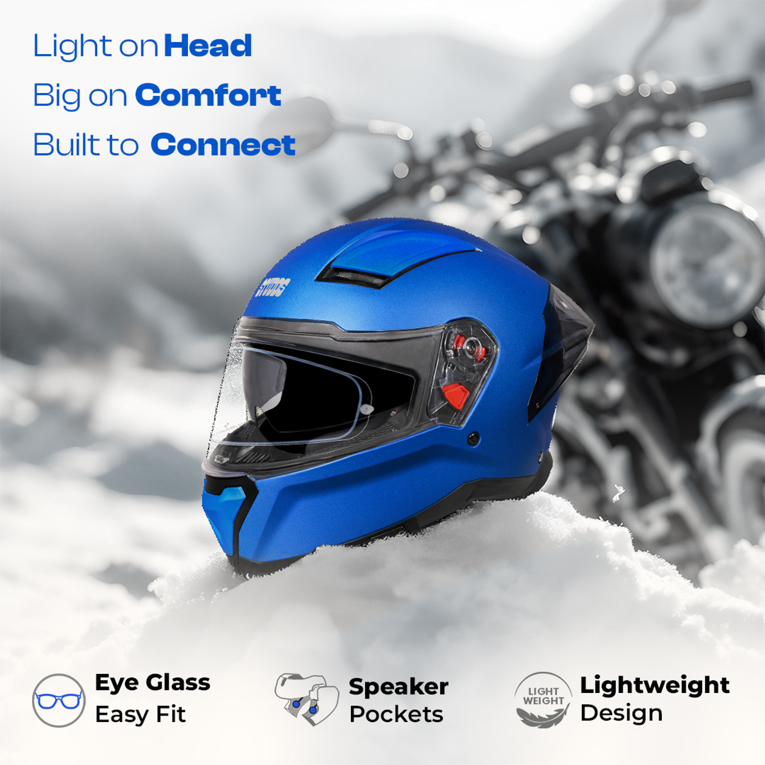 Image of STUDDS Helios Full Face ISI and DOT Certified Helmet with Antifog 100 Lens Motorbike Helmet