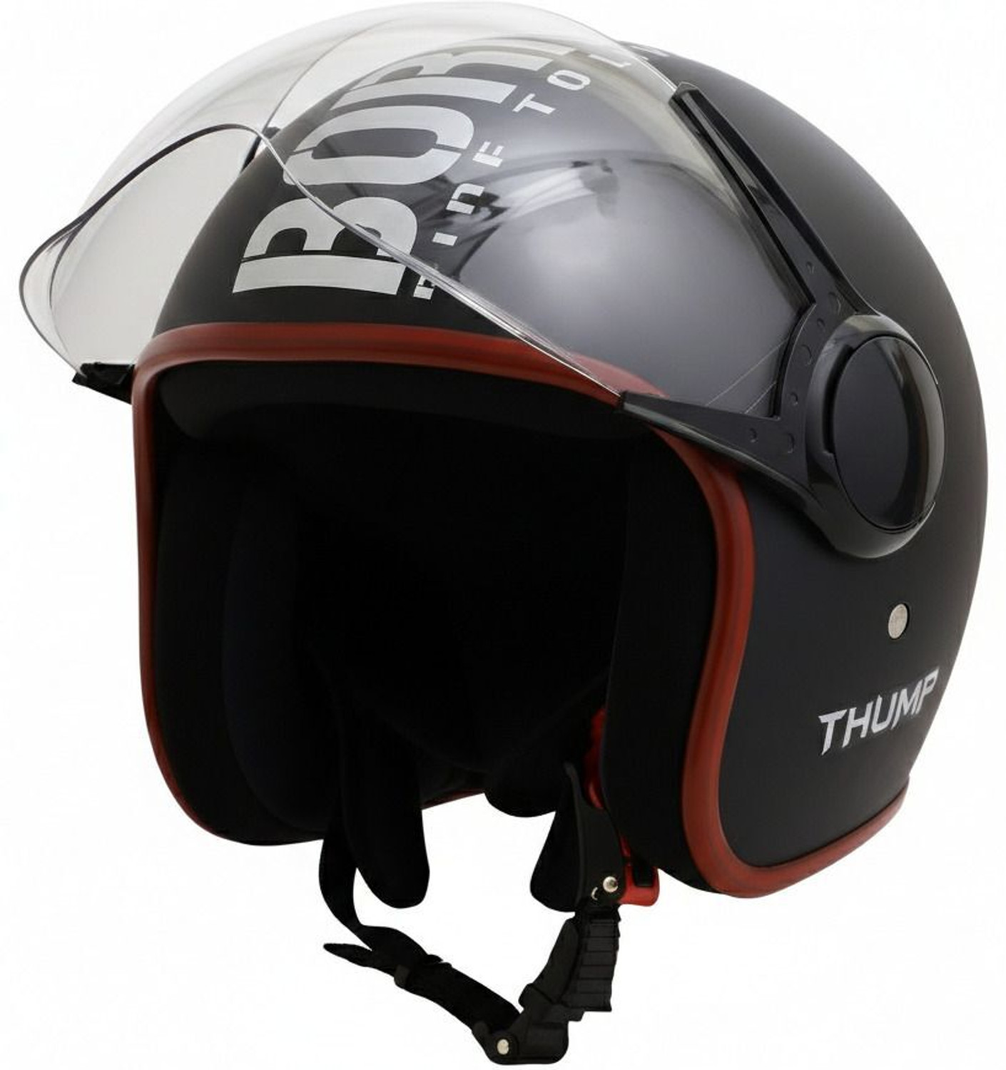 Image of ASCONE Thump BTR Open Face Helmet, Unisex, ISI Approved, Clear PC Visor, Medium, 58cm Motorbike Helmet
