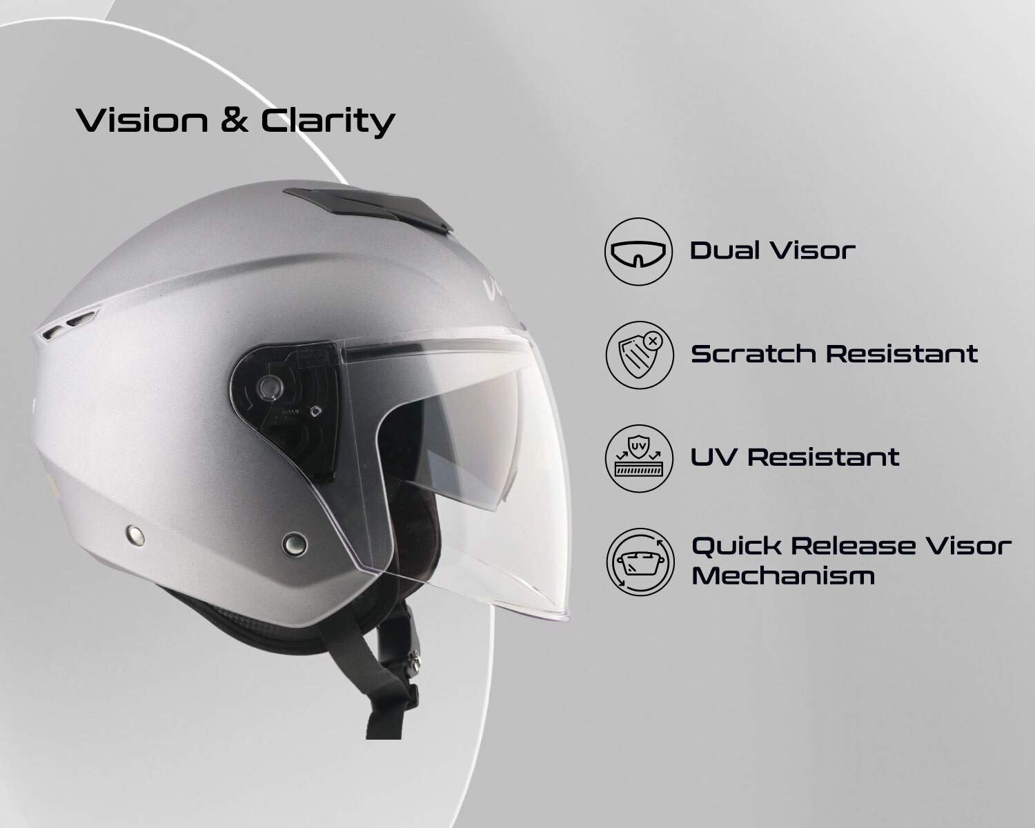 Image of VEGA VO-04 Punch DV Open Face Helmet-Dull Anthracite-L Motorbike Helmet