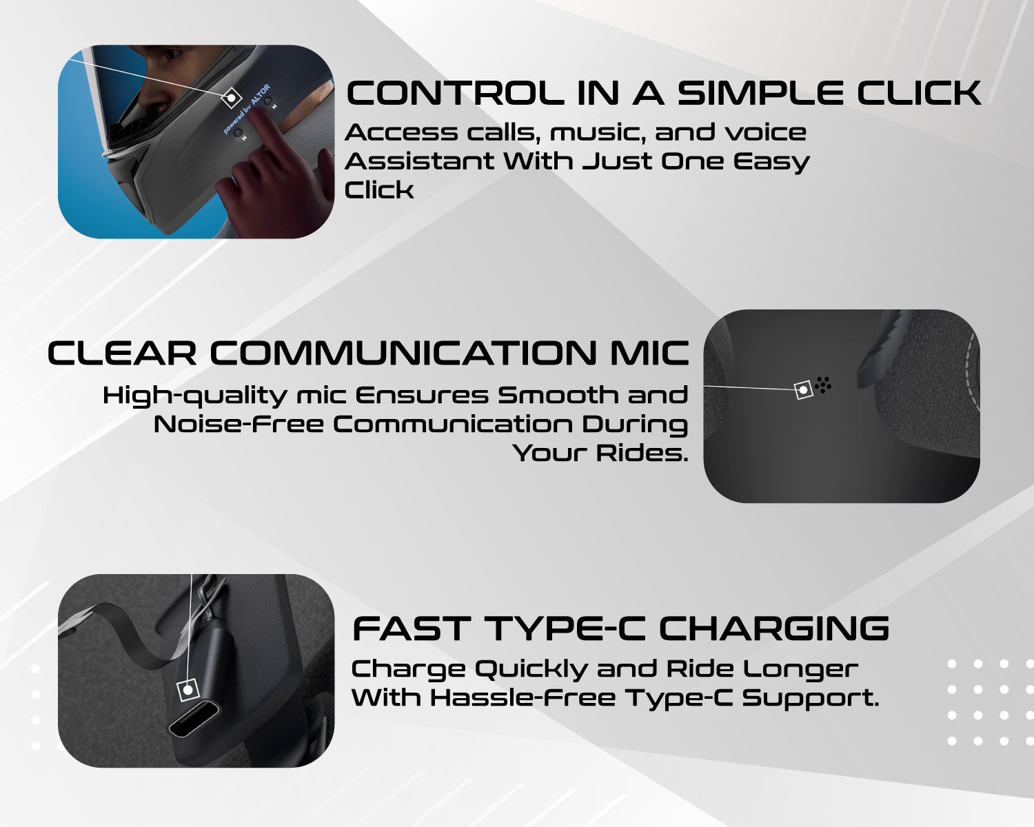 Image of VEGA Bolt Bluetooth Helmet Motorbike Helmet
