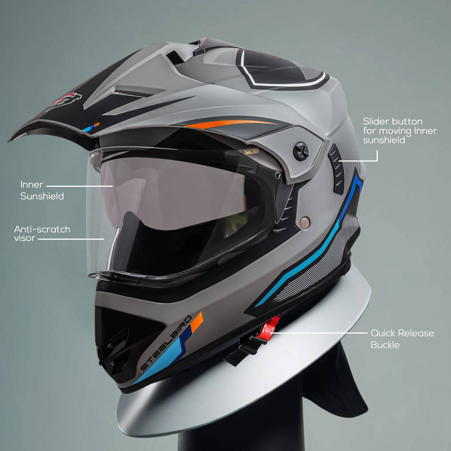 Steelbird Racer Off Road ISI Certified Motocross Double Visor Full - Image 2