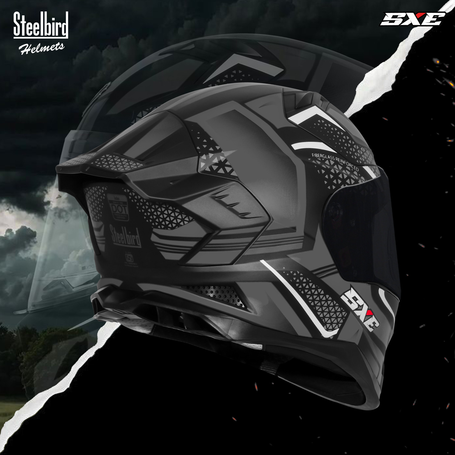Image of Steelbird SBH-61 SXE X5 ISI and Dot Certified Full Face Graphic Helmet for Men Motorbike Helmet