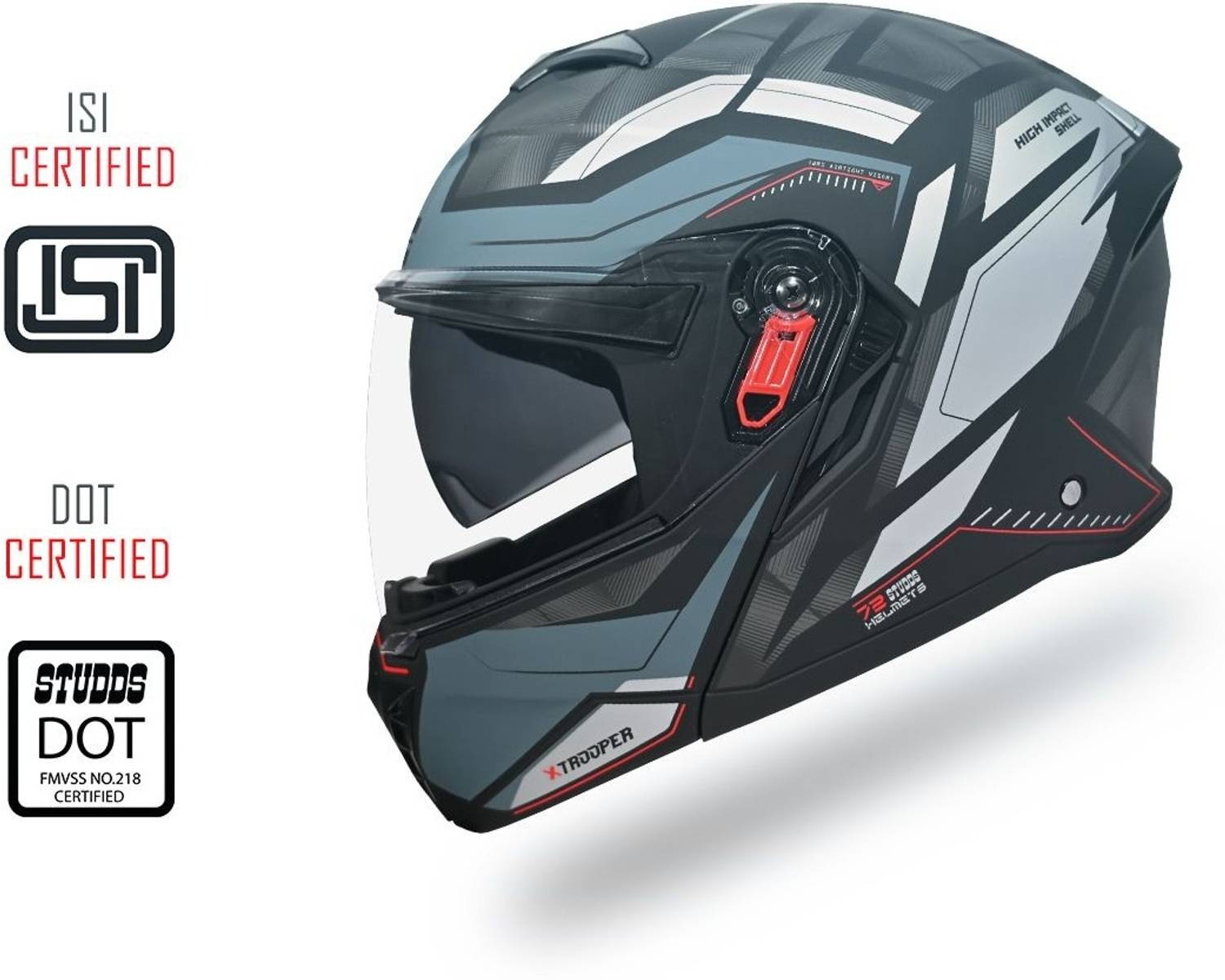 STUDDS Trooper D2 Motorbike Helmet Black - Image 3