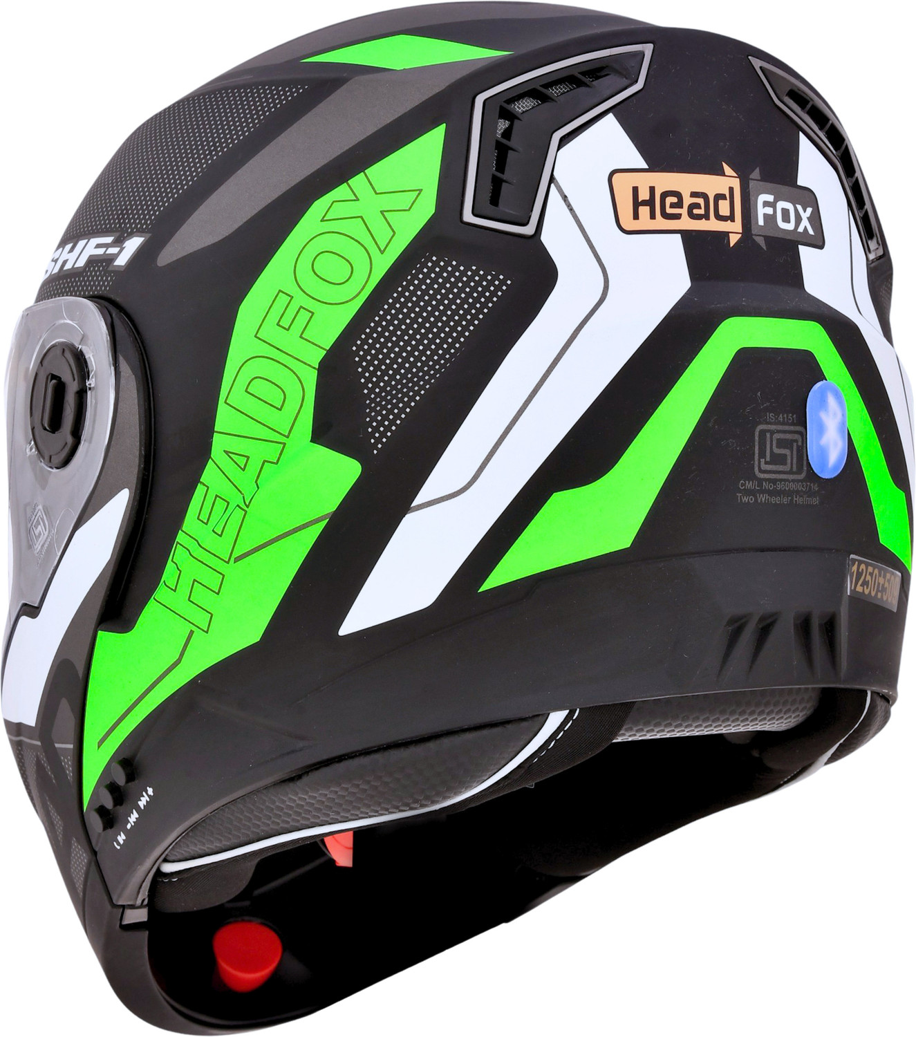 Image of HEADFOX N2 Gloss Air 7 Smart Bluetooth Helmet Calls, Music , GPS & Voice Asst. Road DV Motorsports Helmet