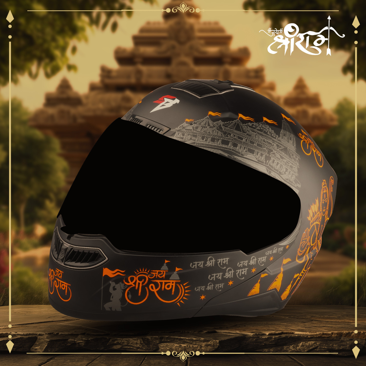 Image of Steelbird SBA-7 Jai Shree Ram ISI Certified Flip-Up Helmet for Men and Women Motorbike Helmet