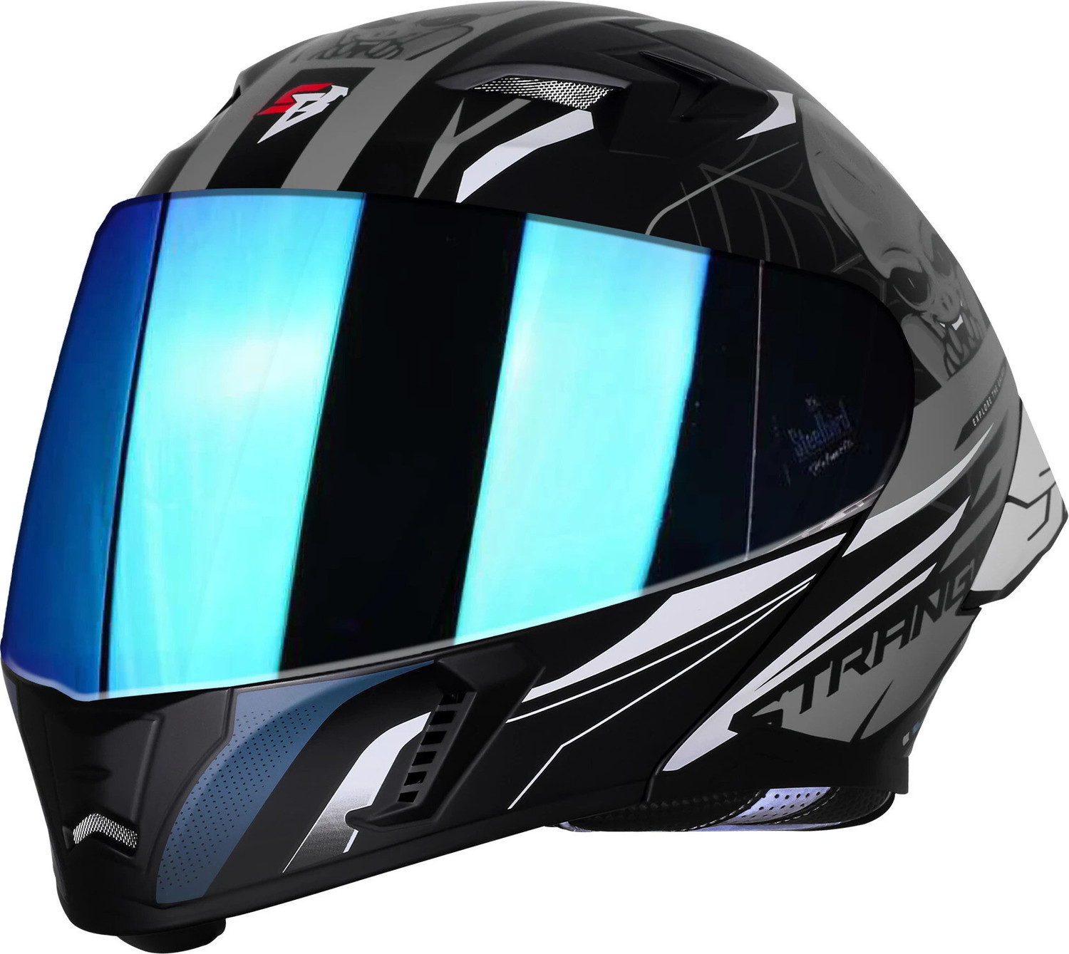 Image of Steelbird SBA-20 Strange ISI Certified Flip-Up Graphic Helmet for Men and Women Motorbike Helmet