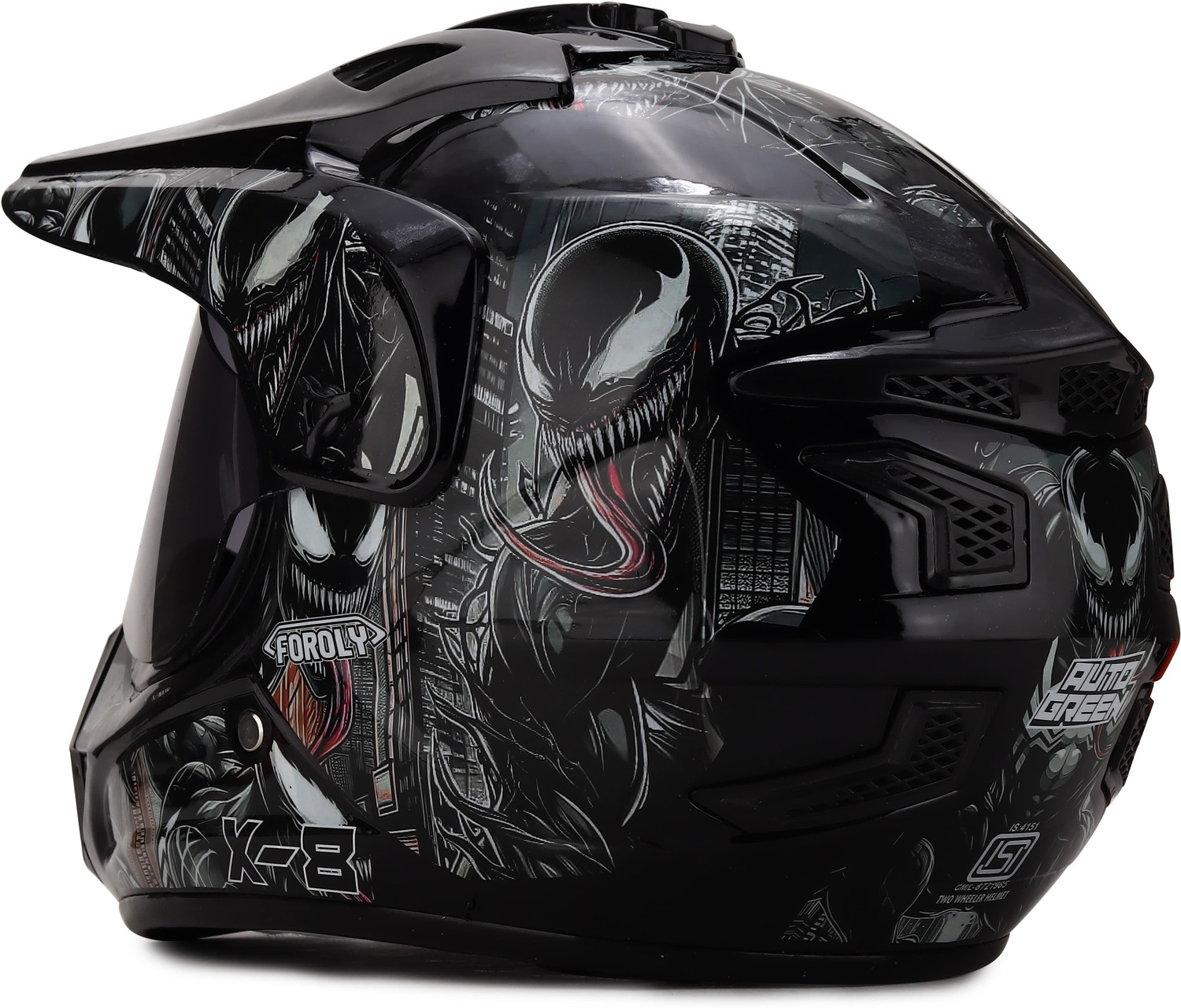 Image of ARCDURA X-8 Venom Motocross Scratch Resistant Visor JZ5 Motorbike Helmet (Black)