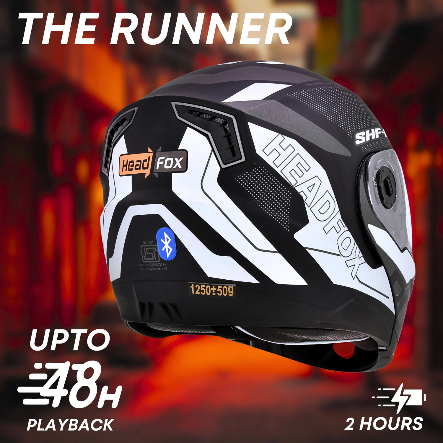 Image of HEADFOX N2 Air 7 Smart Bluetooth Waterproof | Music | GPS | Calls | Voice Asst. Road DV Motorbike Helmet