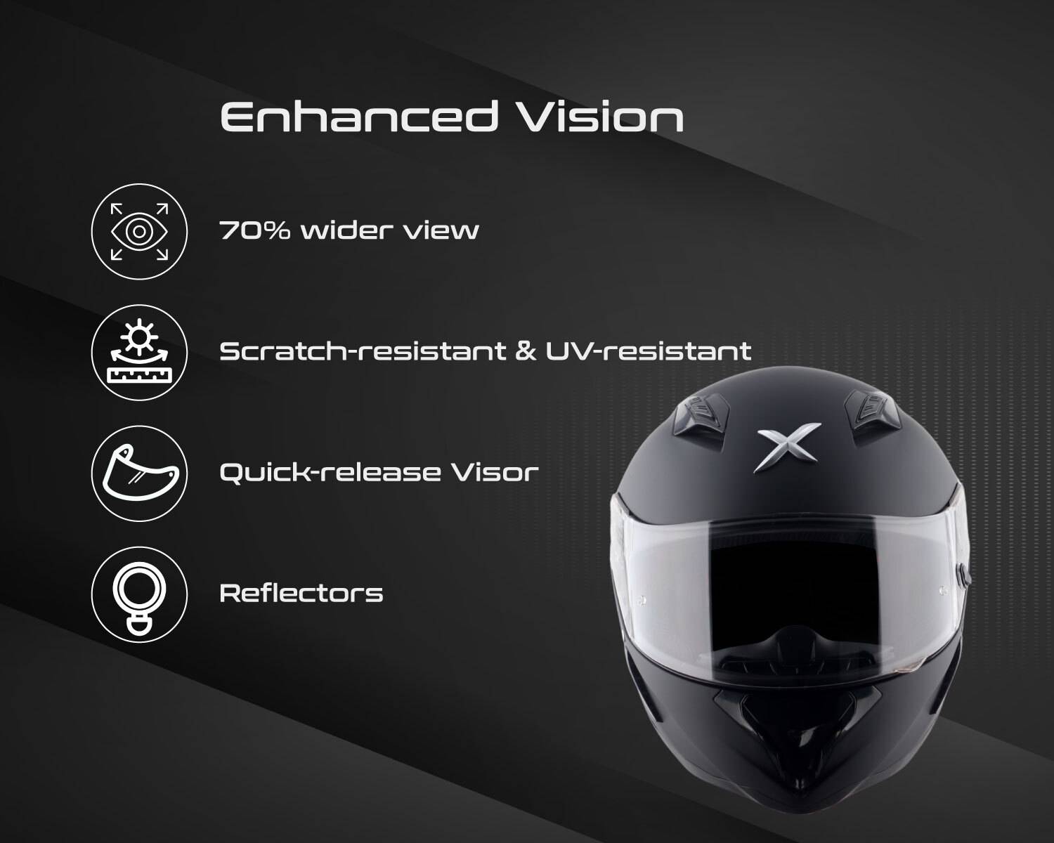 Axor Hunter Solid Motorbike Helmet Black - Image 4