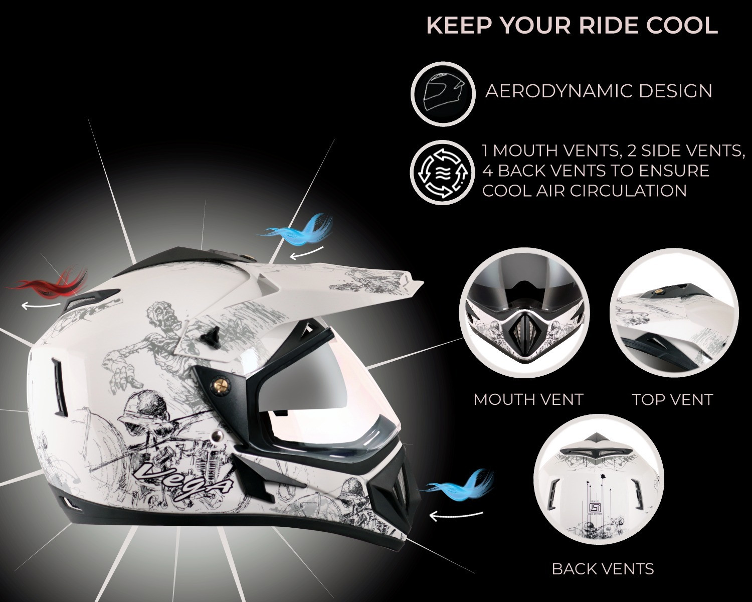 Image of VEGA Off Road D /V Sketch Motorbike Helmet