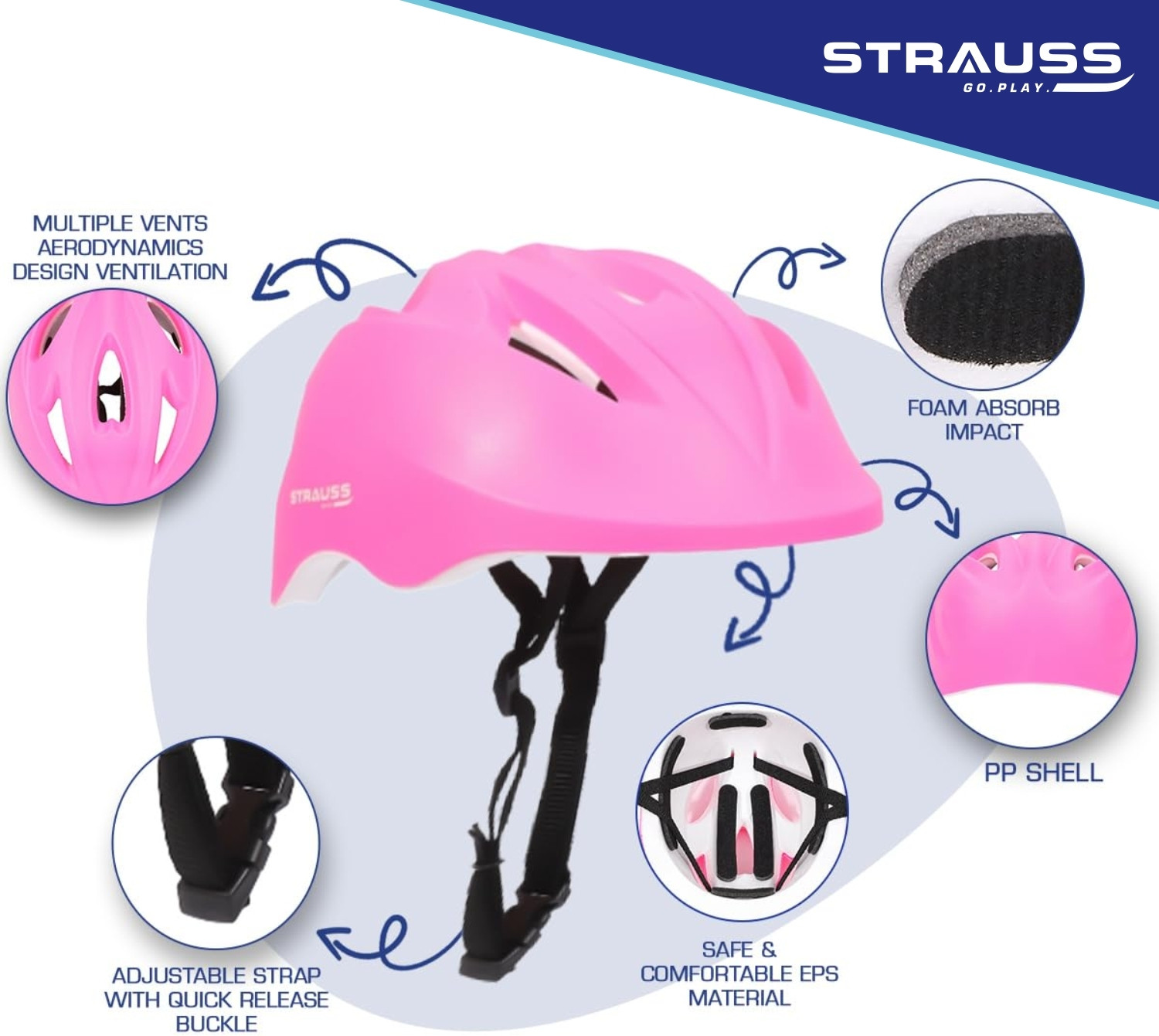 Image of Strauss GlideX Bicycle /skate helmet with adjustable fit and lightweight Cycling Helmet
