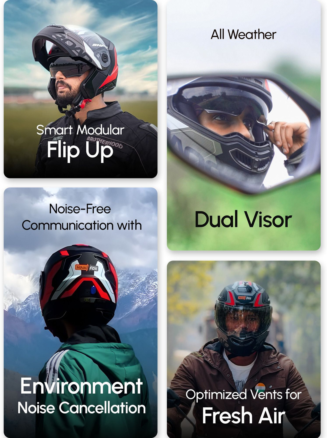Image of HEADFOX N2 Smart Bluetooth sba7 Calls | Music | GPS | Waterproof | Voice Command Road DV Motorsports Helmet
