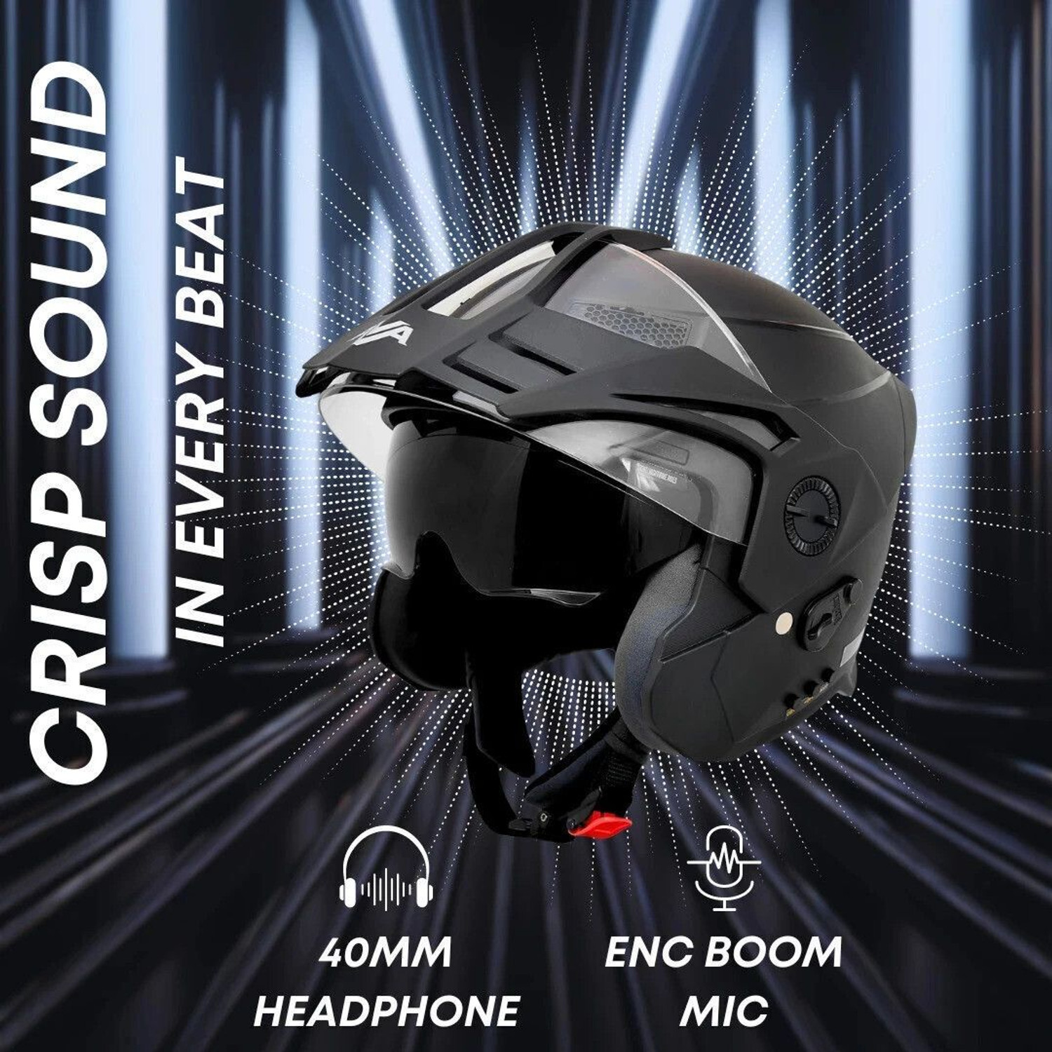 Image of HEADFOX N2 AVA ISI Certified Smart Bluetooth Helmet | Calls | Music | Voice Asst. Motorbike Helmet