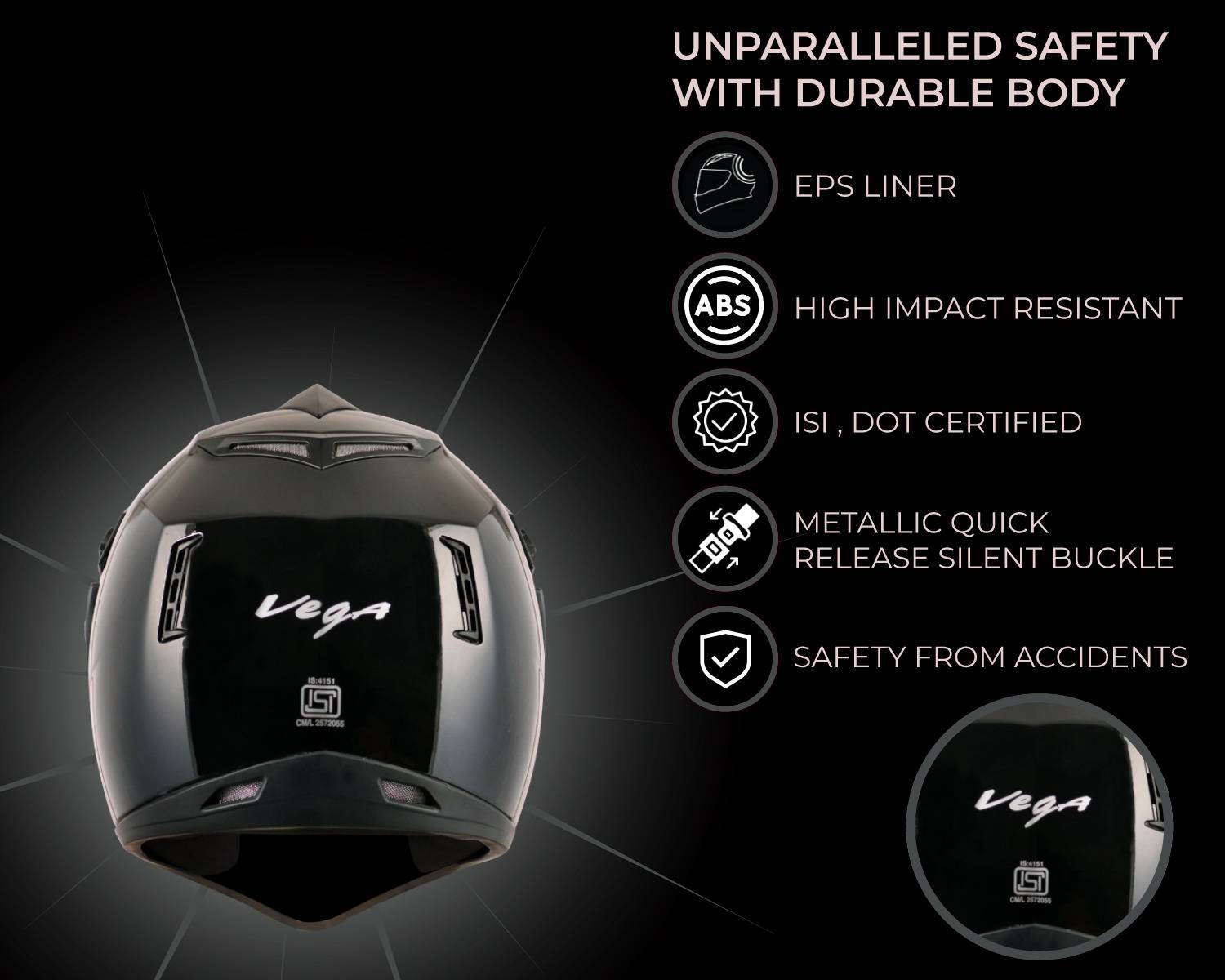 VEGA Off Road D/V Motorbike Helmet Black - Image 4