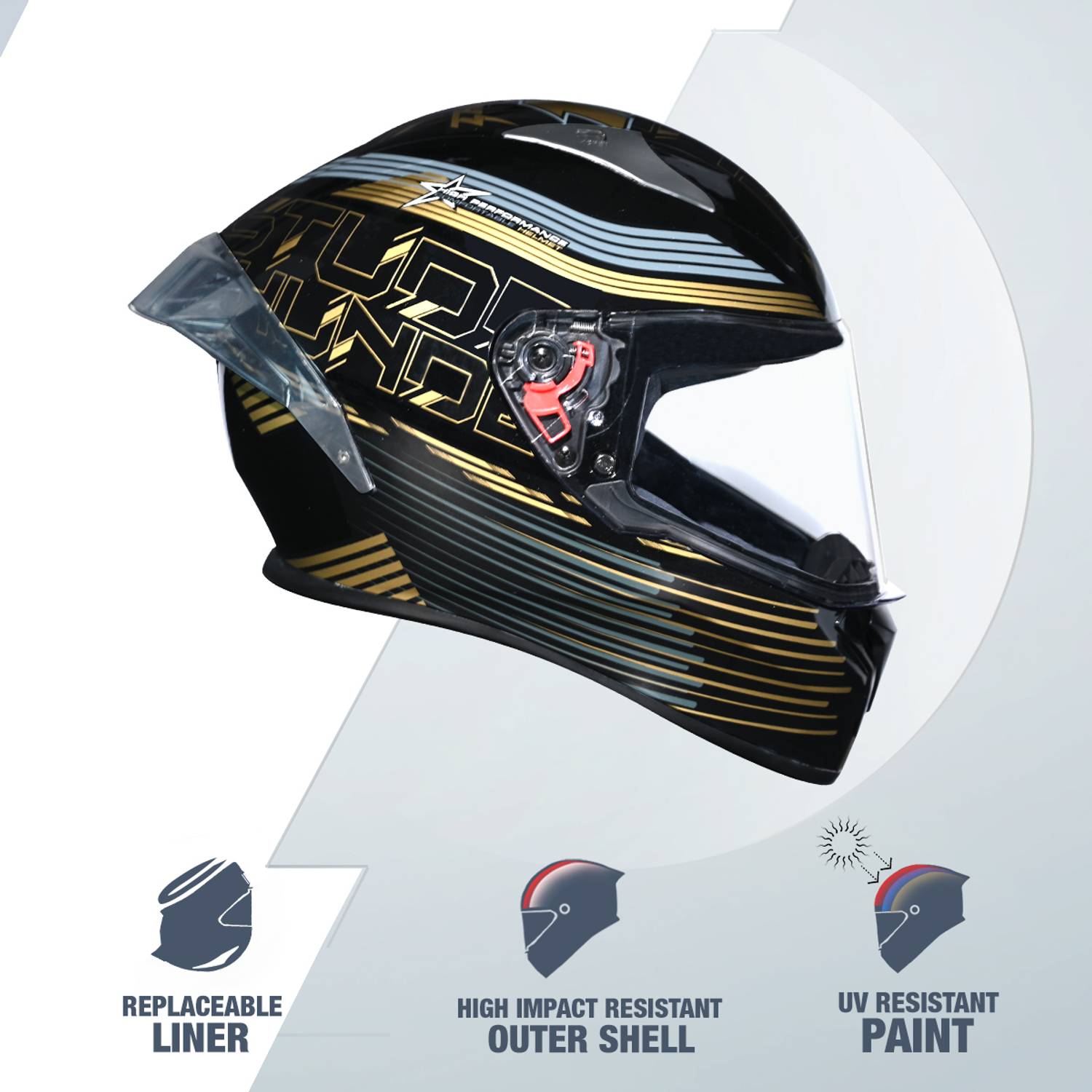 STUDDS Thunder D11 Full Face Motorbike Helmet - Image 4