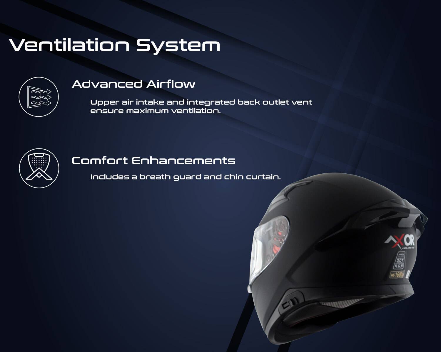 Axor Apex Solid Motorbike Helmet Black - Image 3