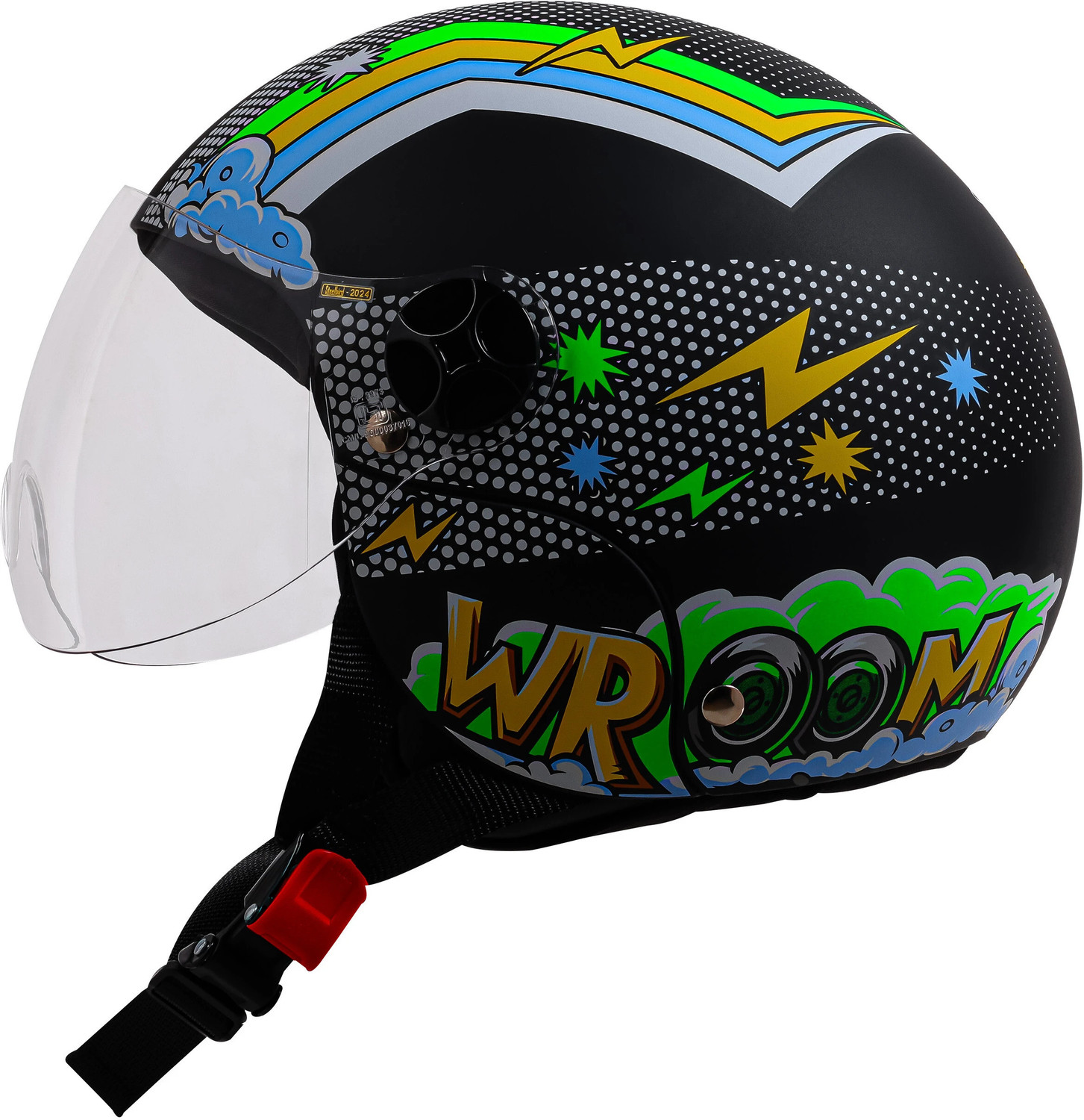 Image of Steelbird SBH-16 Wroom ISI Certified Open Face Graphic Helmet for Women and Kids Motorbike Helmet