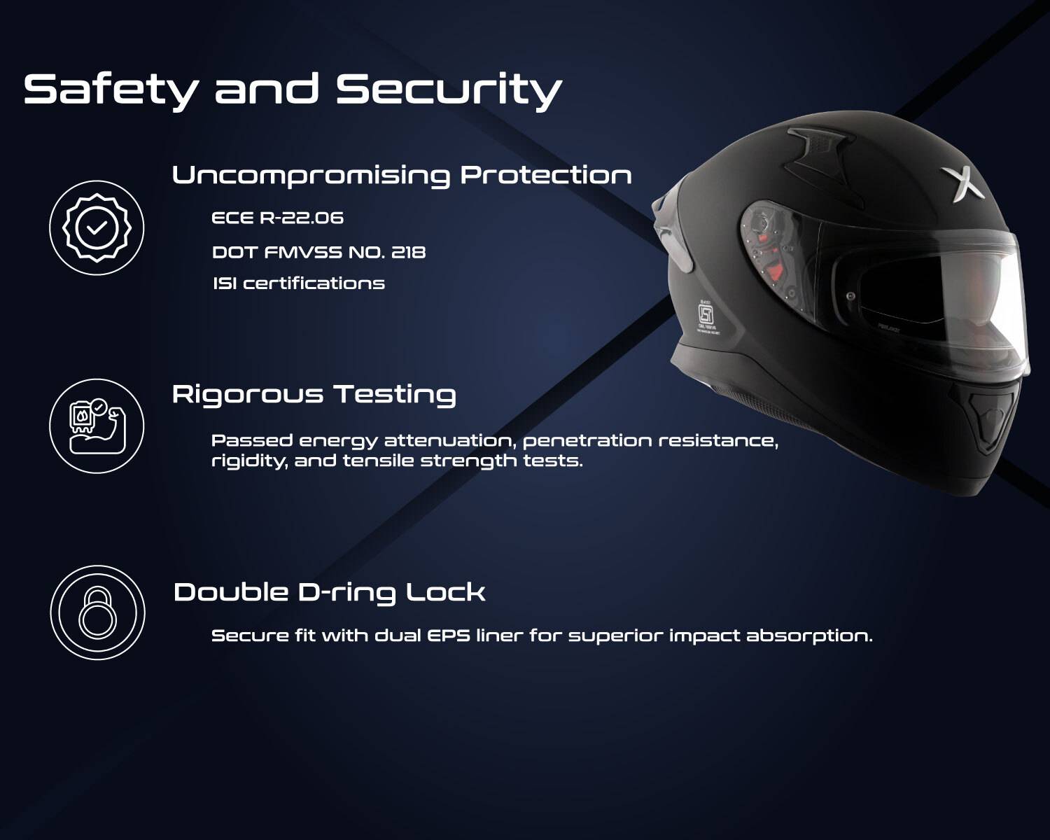 Axor Apex Solid Motorbike Helmet Black - Image 2