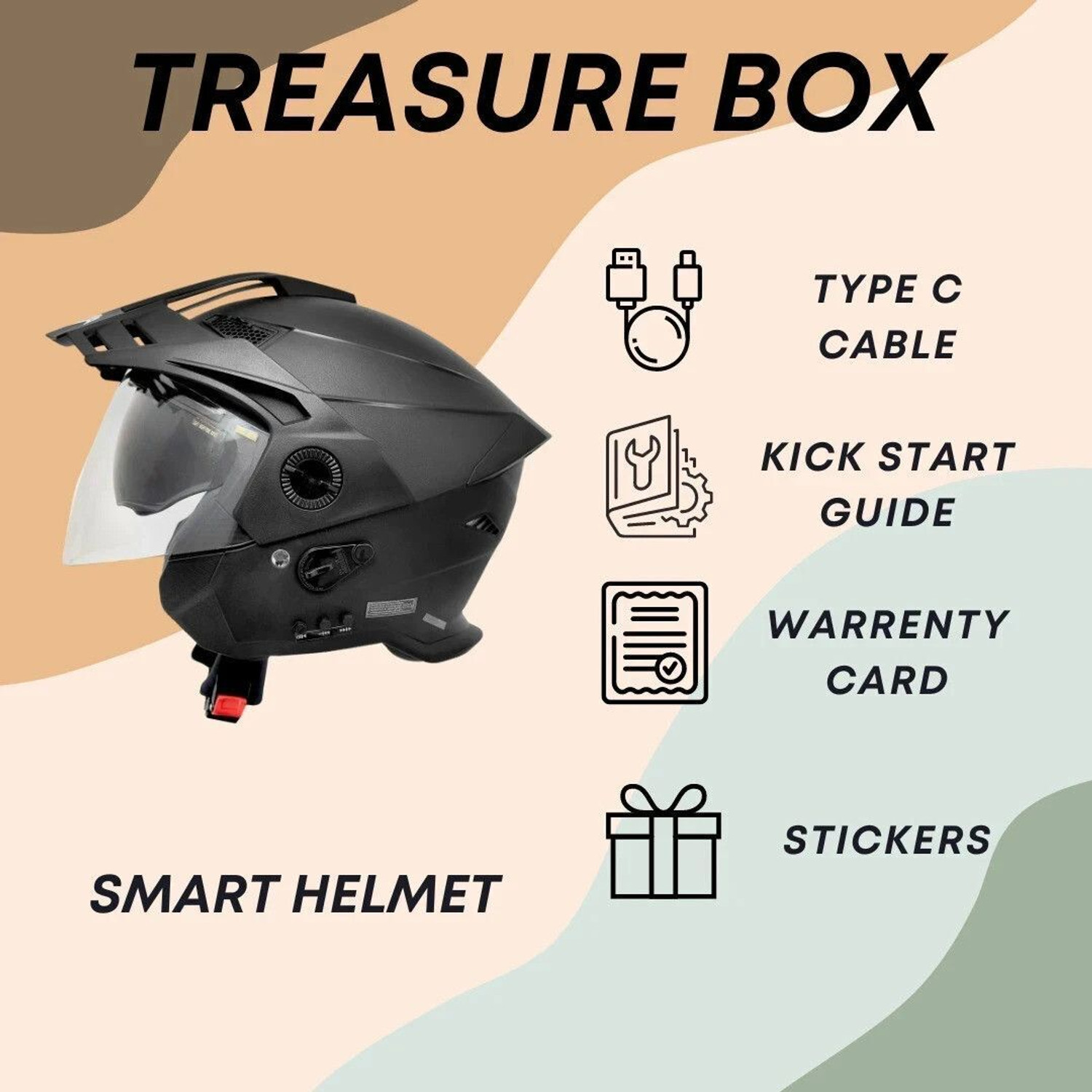 Image of HEADFOX N2 AVA ISI Certified Smart Bluetooth Helmet | Calls | Music | Voice Asst. Motorbike Helmet